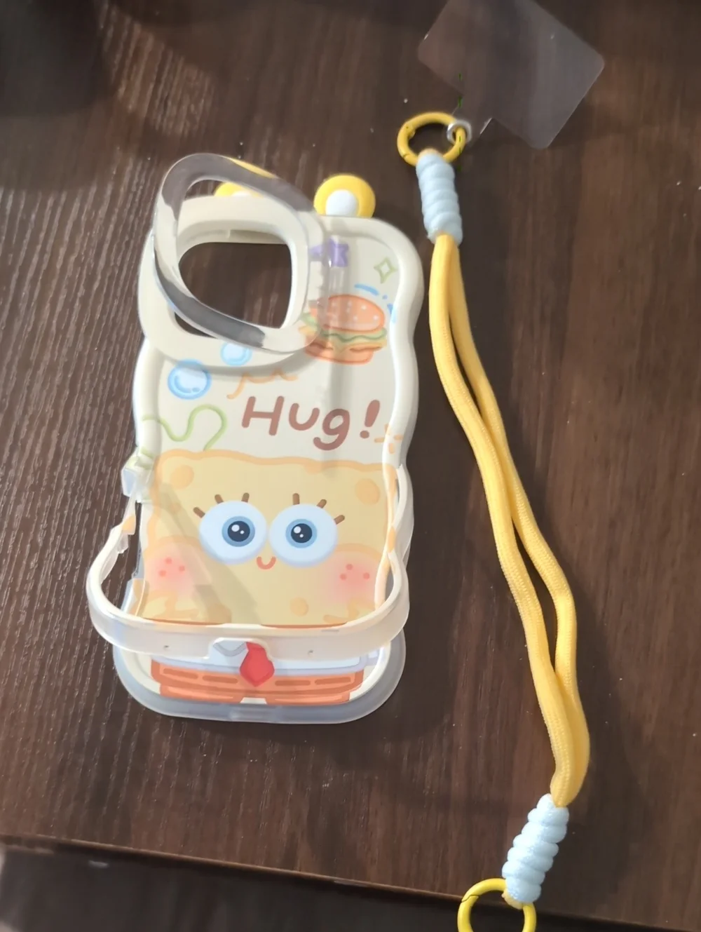 Apple Yellow 'Hug' Sponge Character Phone Case with Wrist Strap